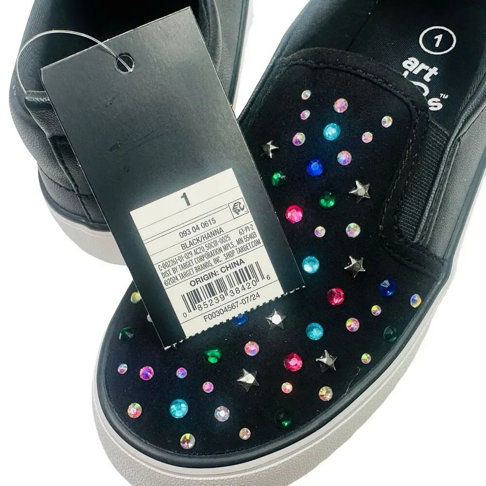 Art Class Hanna Slip-On Sneakers - Size 1 Girls - Black